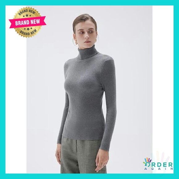 Cashmere Blend Turtleneck Sweater Classic Elegant Minimal Chic Winter Thermal - Picture 4 of 8
